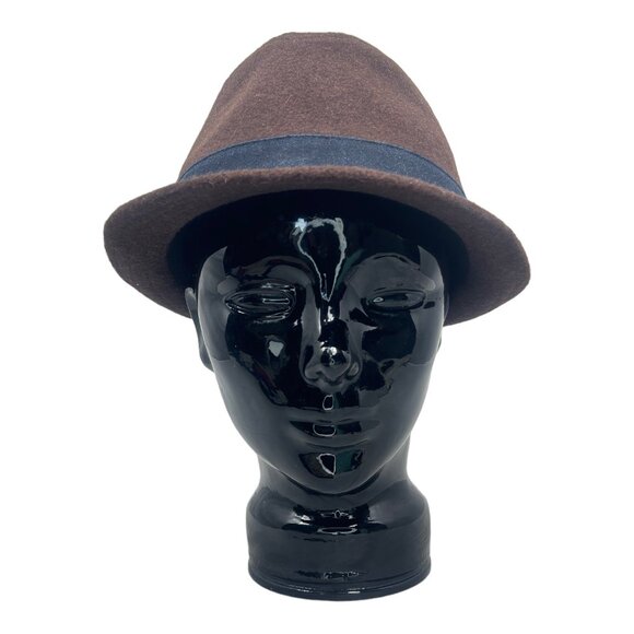 Mega Cap Short Brim Fedora Hat 60% wool 40% Rayon Size M Brown - Picture 5 of 9